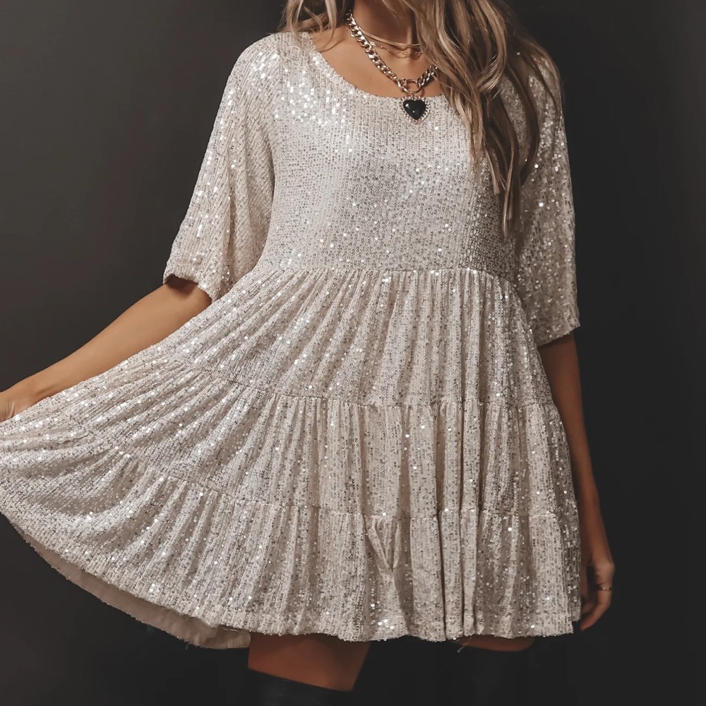 MY QUEEN SEQUIN BABY DOLL DRESS Amazing Lace - Picture 4 of 8